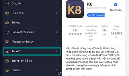 cách tải & cài đặt K8 mobile app